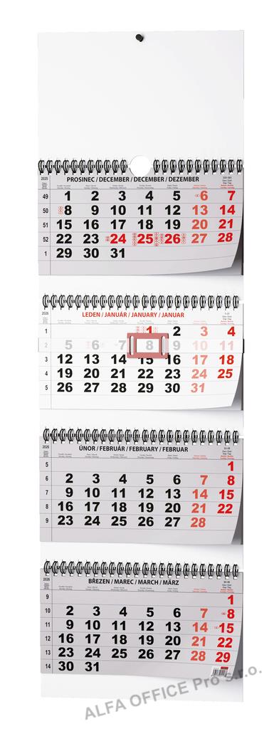Kalendář nástěnný pracovní - čtyřměsíční skládaný / BNC6