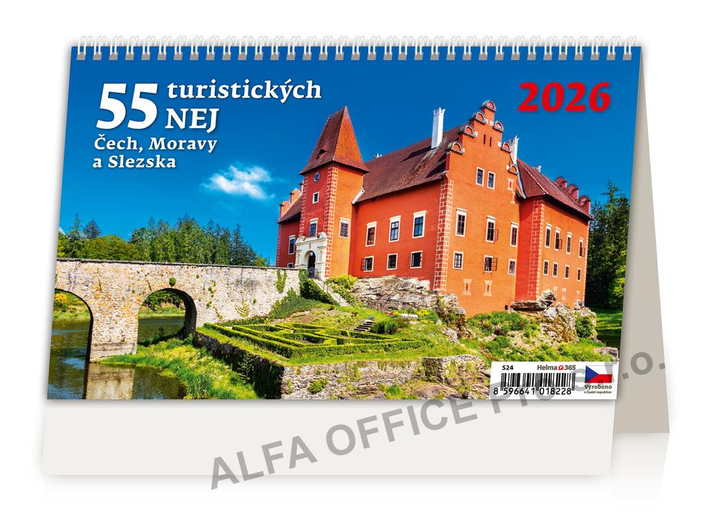 Kalendář stolní obrázkové - 55 Turistických nej ... / S24