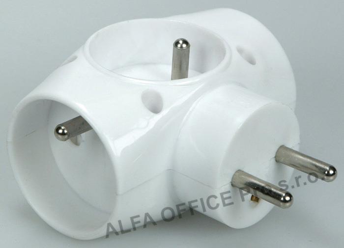 Rozbočovací zásuvka 220 V / 3x10A - 3 zásuvky / kulatá