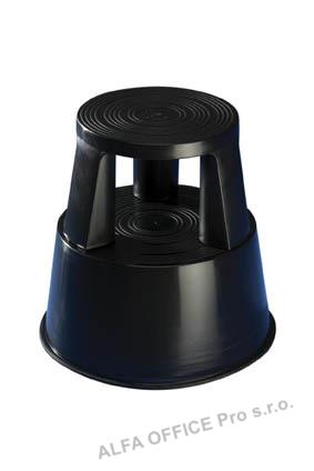 Pojízdná plastová kruhová stolička -  černá