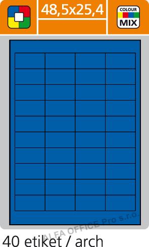 Print etikety A4 pro laserový a inkoustový tisk - 48,5 x 25,4 mm (40 etiket / arch) modrá