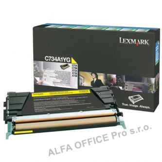  Lexmark originální toner C734A1YG, yellow, 6000str., return, Lexmark C734, C736, 
