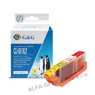  G&G kompatibilní ink s CLI551Y XL, yellow, 10,2ml, ml NP-C-0551XLY, high capacit 