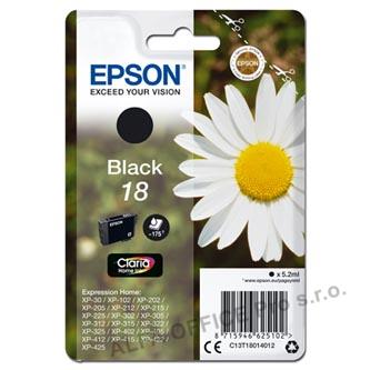 Epson originální ink C13T18014012, T180140, black, 5,2ml, Epson Expression Home XP-102, XP