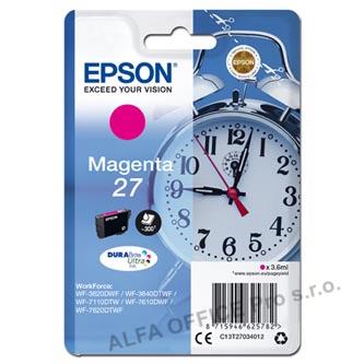 Epson originální ink C13T27034012, 27, magenta, 3,6ml, Epson WF-3620, 3640, 7110, 7610, 76