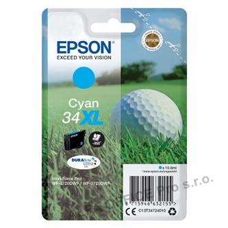 Epson originální ink C13T34724010, T347240, 34XL, cyan, 10.8ml, Epson WF-3720DWF, 3725DWF