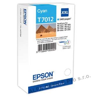 Epson originální ink C13T70124010, XXL, cyan, 3400str., Epson WorkForce Pro WP4000, 4500 s