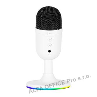 Marvo, herní/streamovací mikrofon, MIC-06, bílá, RGB podsvícení, vstup pro sluch