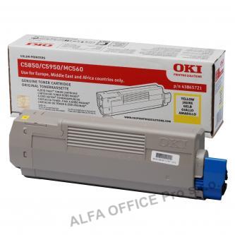 OKI originální toner 43865721, yellow, 6000str., OKI C5850, 5950, MC560, MC560n, MC560dn