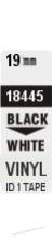 Pásky D1 vinylové permanentní - 19 mm x 5,5 m / černý tisk / bílá páska
