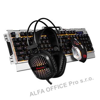 Marvo CM303, Sada klávesnice s herní myší a sluchátky, herní, membránová typ drá